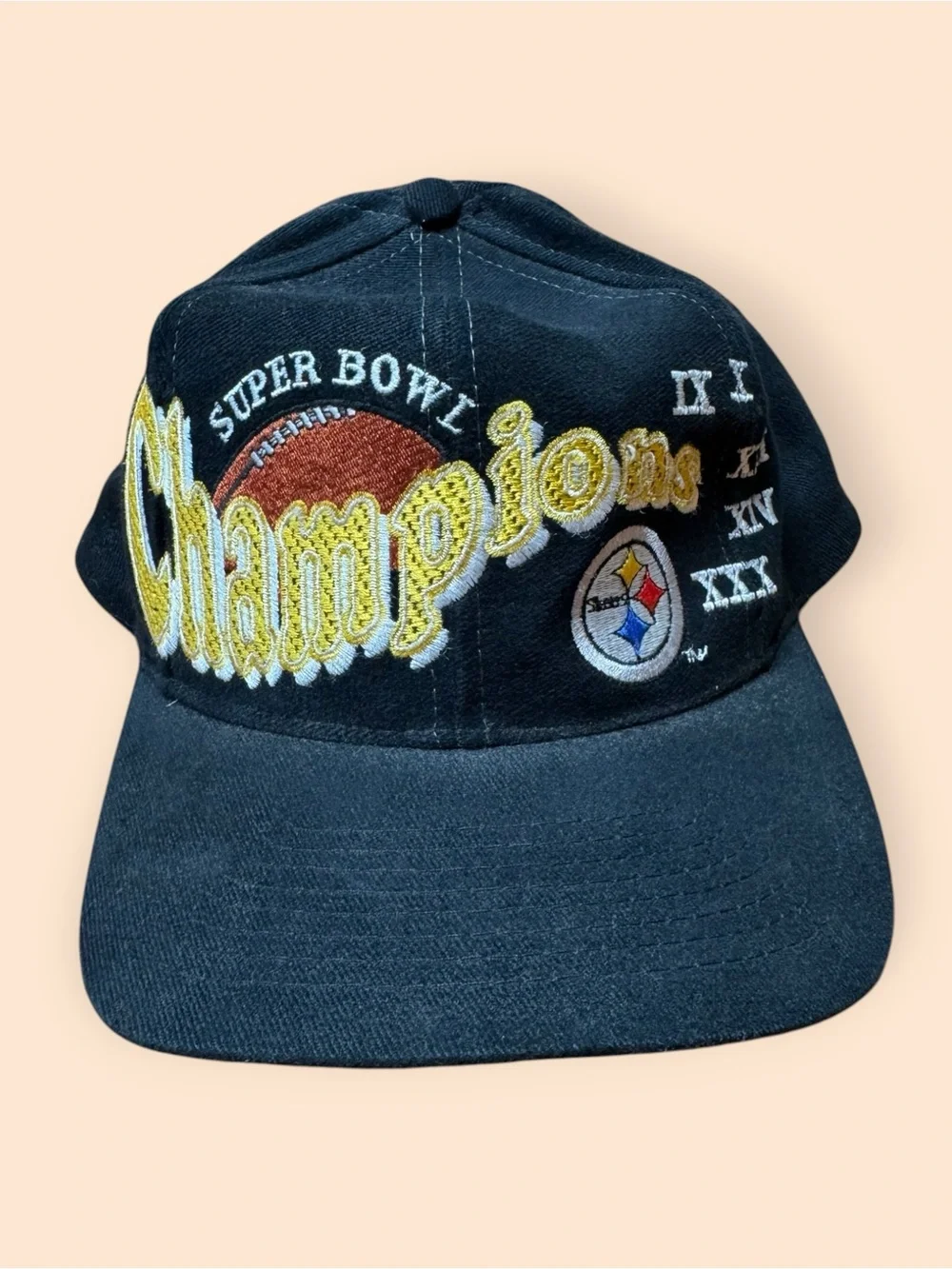 Vintage 1990s Pittsburgh Steelers Super Bowls SnapBack Hat NFL Vtg 90s